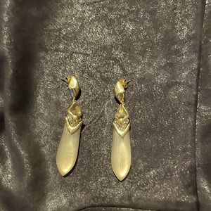 Alexis Bittar gold hanging pierced earrings
